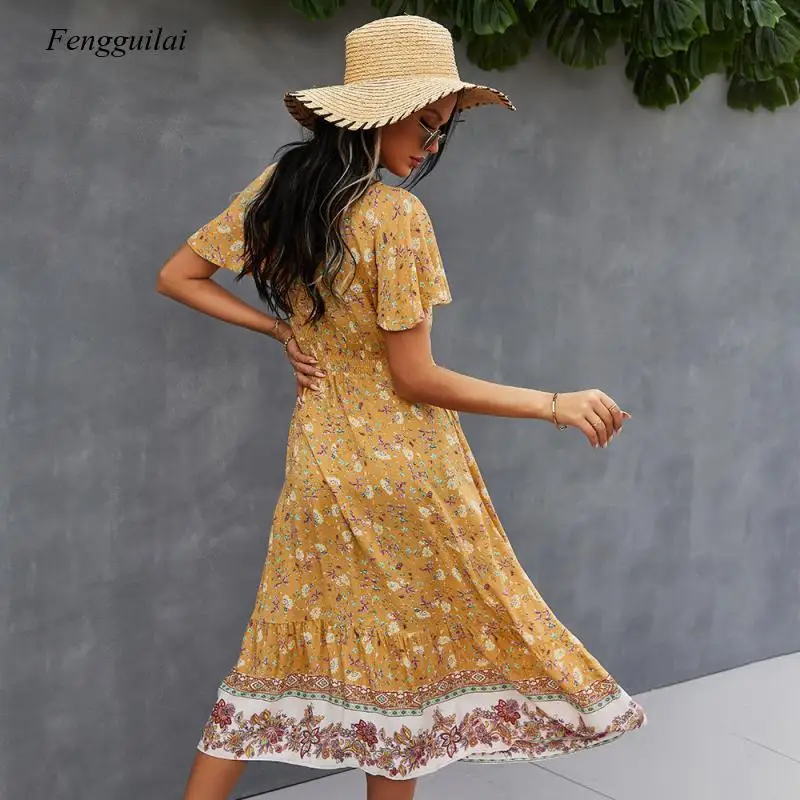 beach maxi dress with sleeves 2021 Design Australian Women's Positioning Flower Bohemian Holiday Casual Dress white beach dress long