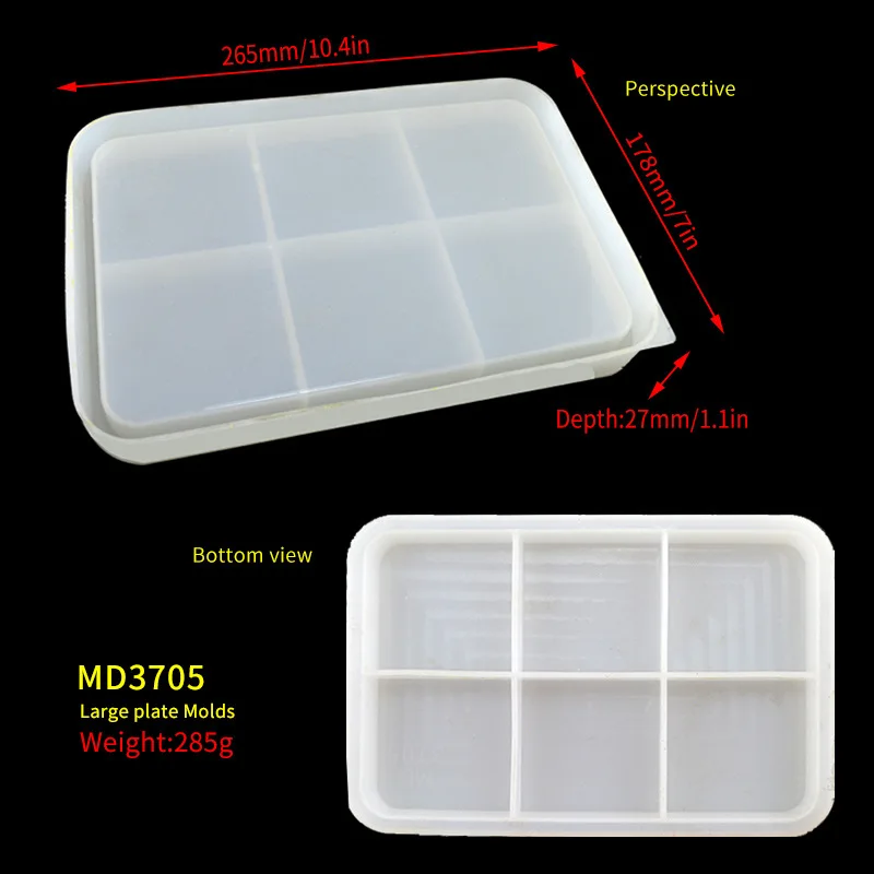 Tray Fruit Plate Storage Large Size Silicone Mould DIY Crystal Epoxy Resin  Mold Square Thick Plate Mold