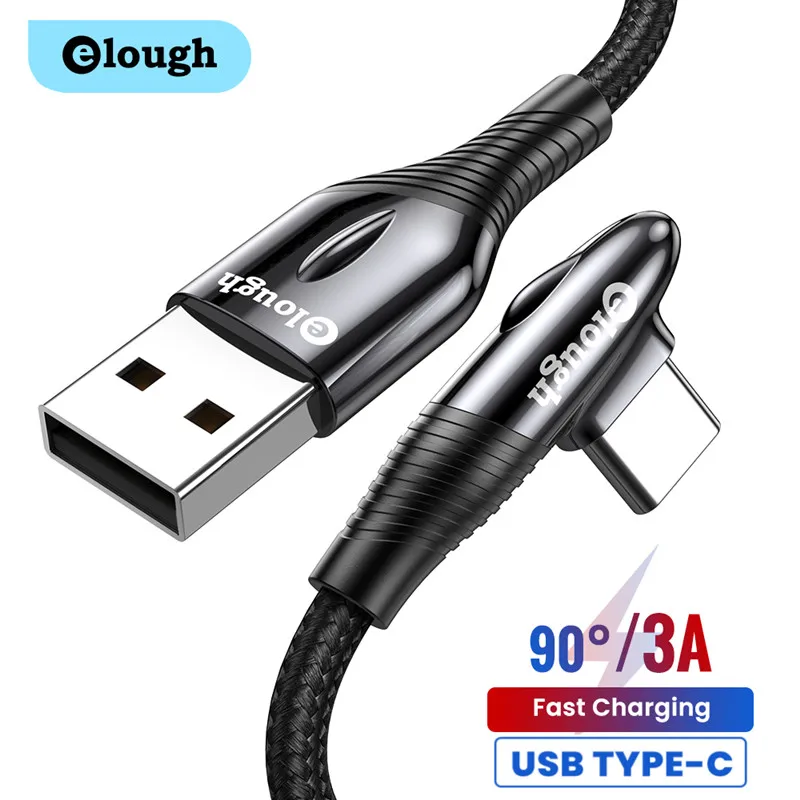 Elough USB Type C Cable 90 Degree 3A Fast Charging USB C Cable For Samsung Xiaomi Redmi Note 11 Mobile Phones USB Type C Cord - ANKUX Tech Co., Ltd