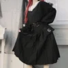 Jupe plissée noire pour femmes, style Punk et gothique Harajuku, jupe plissée demi-longue, avec chaîne de poche amovible, printemps ► Photo 3/6