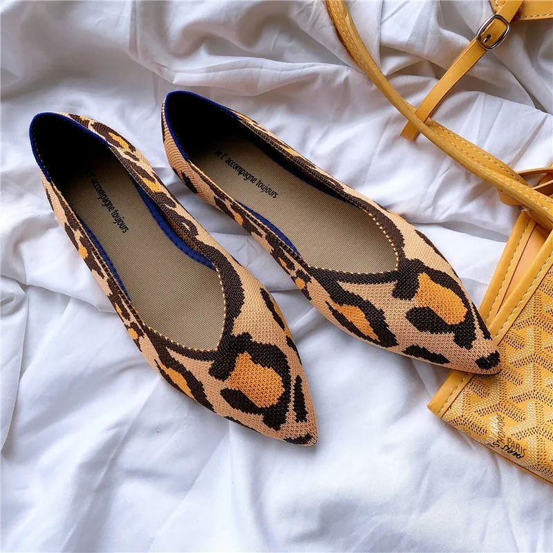 

2019 Pointed Toe flats Ladies flat Shoes Ballet Breathable Knit Mocasines De Mujer Gestante Bailarinas De Mujer Loafers autumn