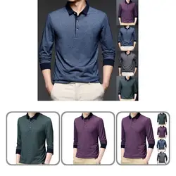 Camisa masculina de manga comprida de algodão de mistura de cores
