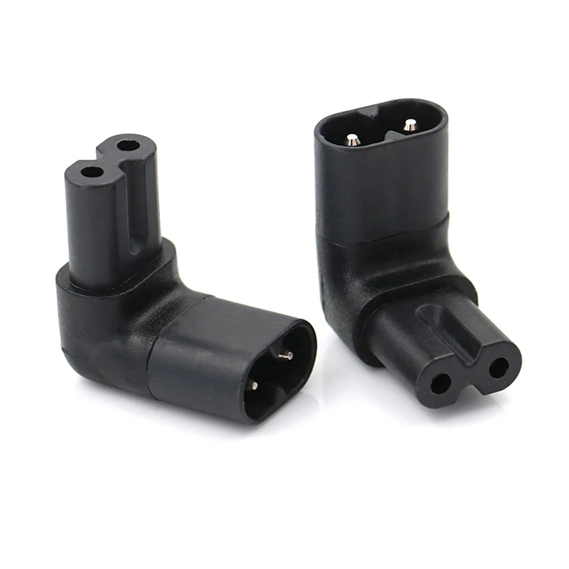 

Black Male Female Extension Connector IEC320 iec C7 to C8 90 Degree UP and Down Angled AC Power Adapter