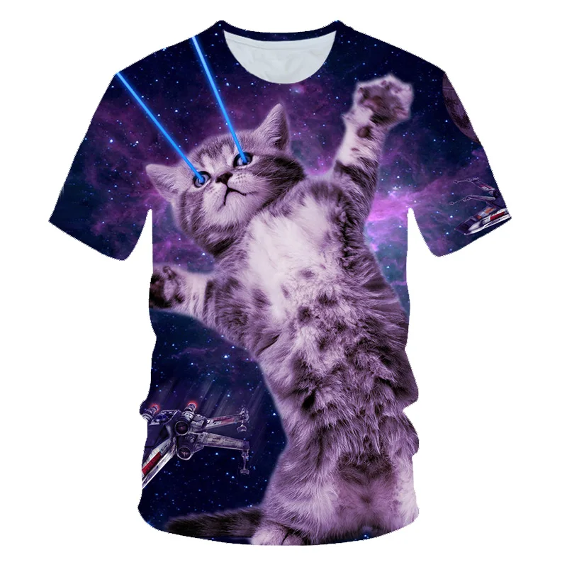 Летняя новинка, женская футболка, Harajuku Kawaii, милый стиль, милая 3d футболка с котом, новая Расслабляющая футболка с коротким рукавом, топы с круглым вырезом - Цвет: DT166