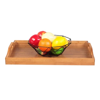 

[50 X 35 X 6.3]cm Tray With Handle Wood Color 【US warehouse】 stock dropshipping