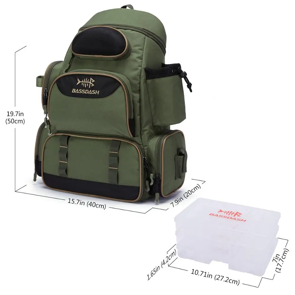 US $99.98 Bassdash Fishing Tackle Backpack 3600 with 3 Trays Tactical Tackle Box Multifunctional