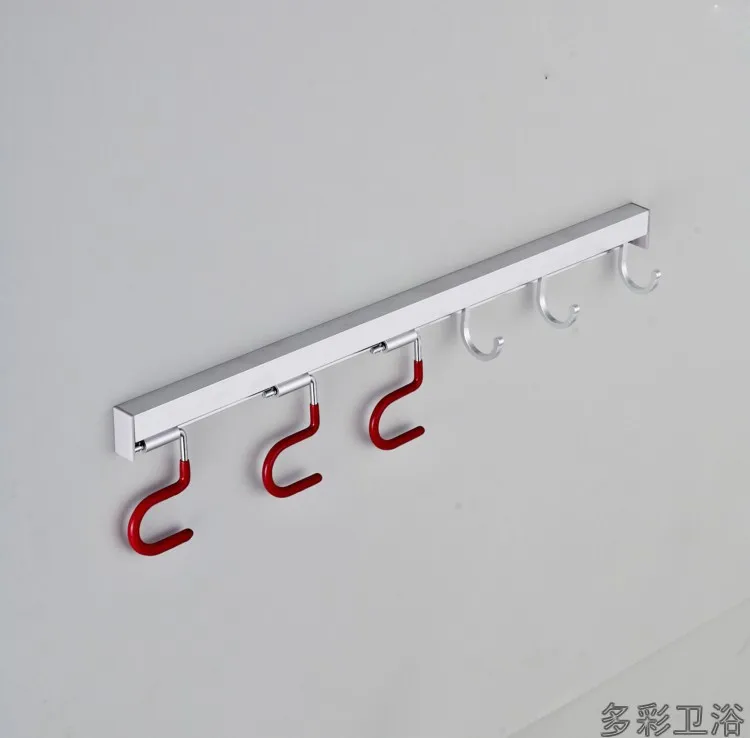 Factory Hot Sales Multi-functional Alumimum Mop Broom Dishcloth Rack with Hook Balcony Bathroom 2 Drag 2 Hanging