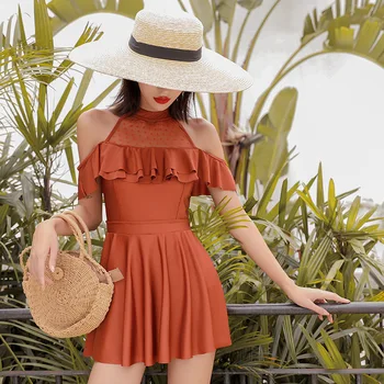 

One-Piece Swimsuits Swimwear 2019 Bathing Suit Swimming For Women Swimsuit Swiming One Piece Female Korean Block White Skirt