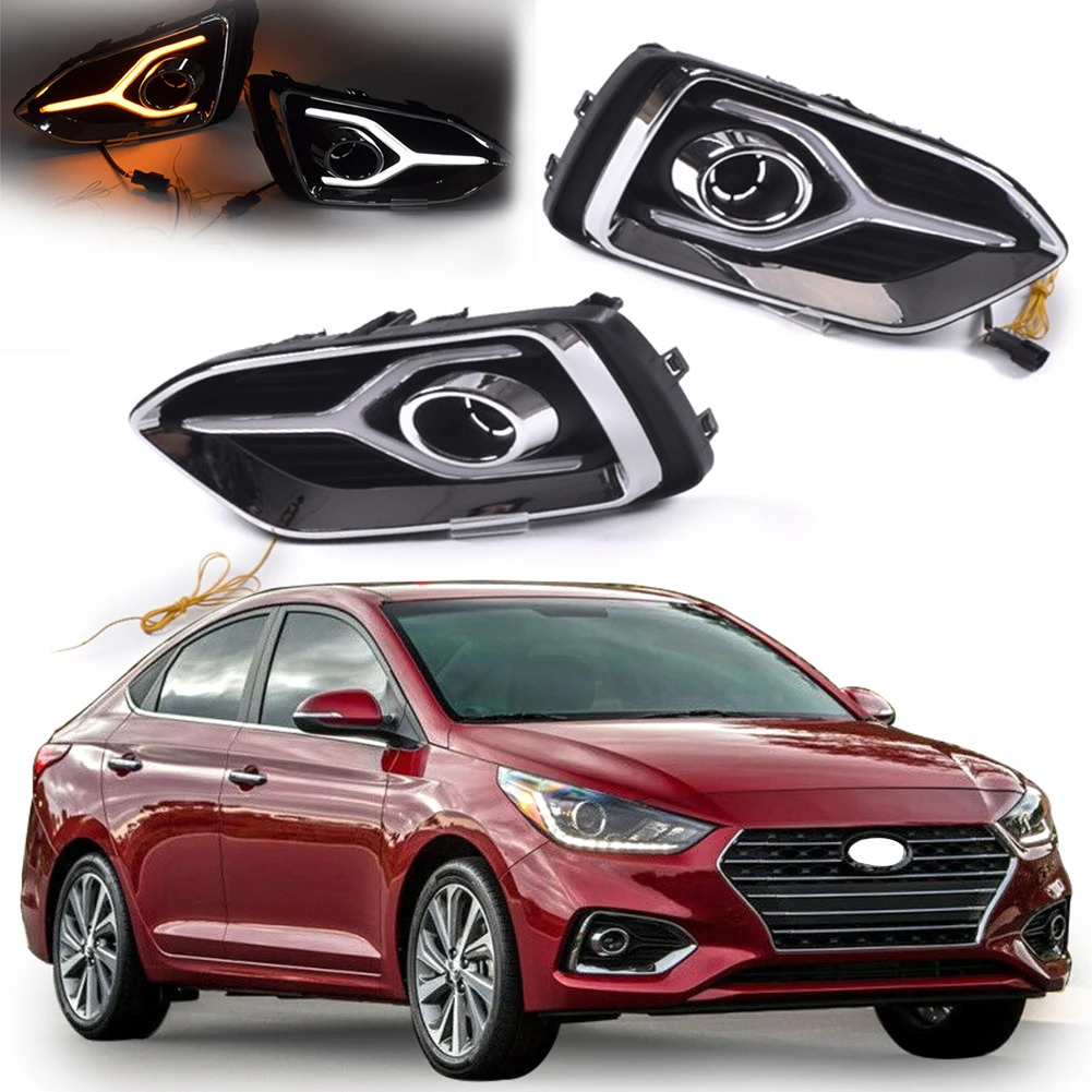For Hyundai Accent 2018 2019 2x LED Daytime Day Fog Lights DRL Run lamp New 