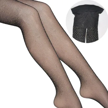 

KASURE Women Sexy Shiny Rhinestone Mesh Legging Ladies Waist High With Crystal Micro Mesh Legging Hosiery For Girl