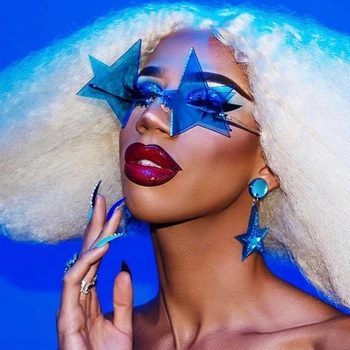 

QPeClou New Fashion Color Star Masquerade Glasses Women Oversized Rimless Funny Party Sunglasses Men Big Punk Shades For Female