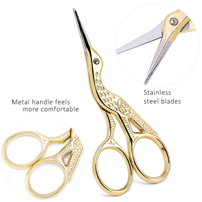 New Stainless Steel Nail Tools Eyebrow Scissors Nose Eyelash Tape Scissors Stork Scissors Facial Hair Trimmer Makeup Tool 3