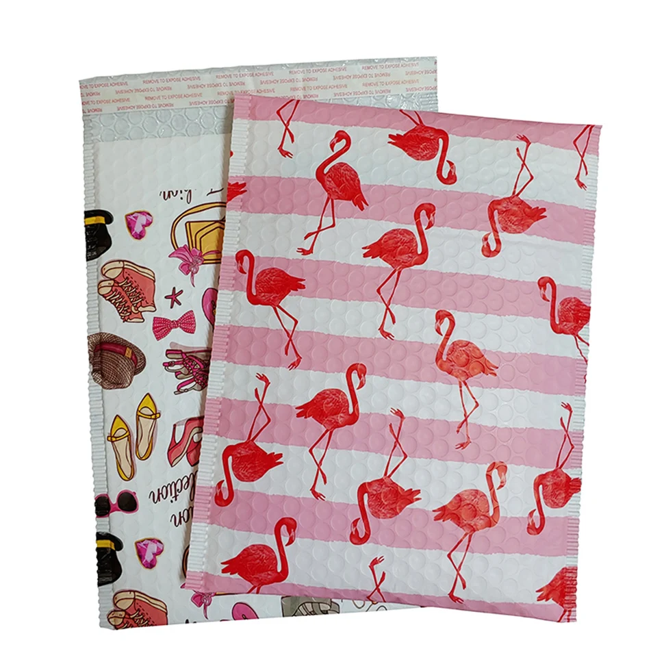 10 шт. поли с воздушно-пузырчатой плёнкой внутри из крафт-бумаги с рисунком Фламинго дизайн модные мягкие конверты почтовый мешок