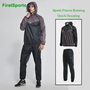

Brand Sports Workout Sauna Suit Men Hooded Gym Running Set Indoor Fitness Training Clothing Lose Weight Sweating Sportswear 2pcs