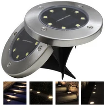 Газонная лампа на солнечной батарее, водонепроницаемая садовая тропинка, настенная лампа, 8 светодиодов, Солнечная лампа на солнечных батареях, грунтовый светильник, дорожное освещение