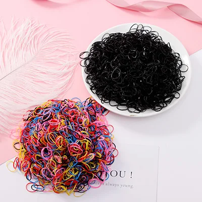 1000pcs/Pack Girls Colorful Small Disposable Rubber Bands Gum For Ponytail Hold Scrunchie Hair Bands Fashion Hair Accessories 500black500colors2
