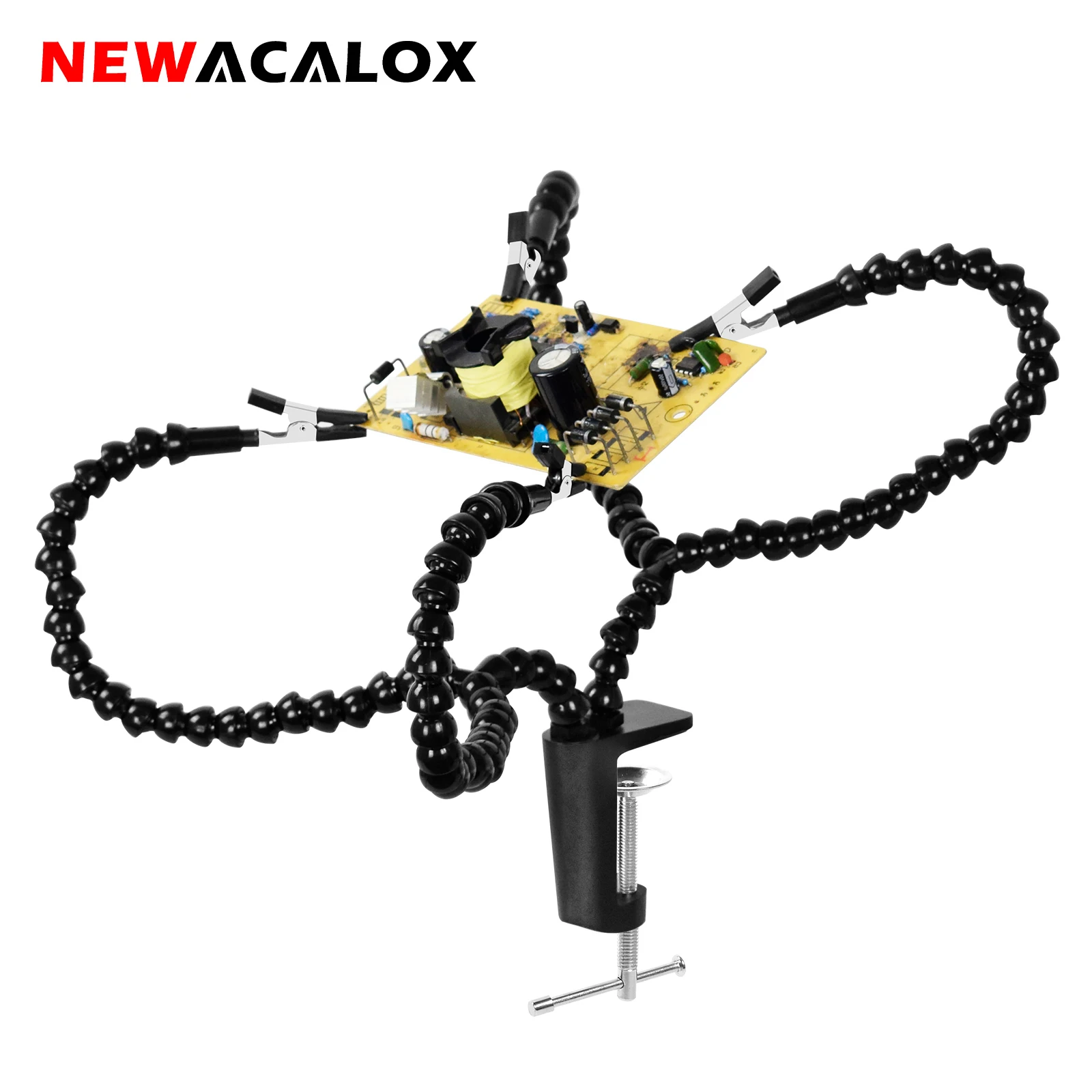 NEWACALOX 4 Pcs Flexible Arm Helping Hands Third Hand Soldering Tool PCB Holder  Welding Stand for PCB Repairing Circuit Board newacalox 320mm 150 mm magnetic flexible arm with 2pc 360 degree alligator clip pcb board clip welding auxiliary tool third hand