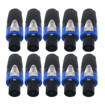 

10pcs/pack Speaker Audio Connector 4 Poles Male Plug Speakers Audio Cable Plug
