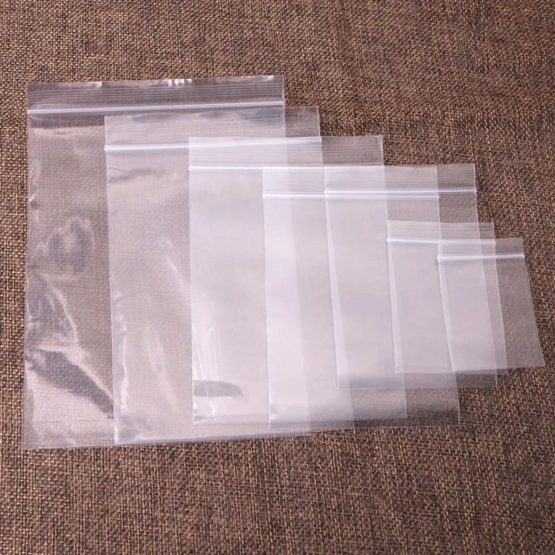 100X claro sellado automático por presión y sujeción cierre resellable de plástico de bloqueo bolsas 8 tamaños Dropship