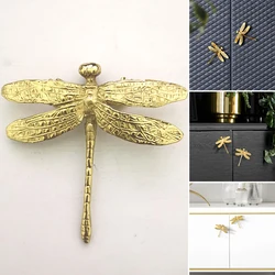 1PC Luxury Gold Dragonfly Shape Brass Furniture Knobs Creative Kitchen Drawer Cabinet Handle Fashion Home Cupboard Accessories