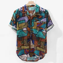 Womail 2019 recién llegados camisa de marca de impresión Casual para hombre, camisa de manga corta con botones, camisa hawaiana de playa suelta para hombres, M-4XL