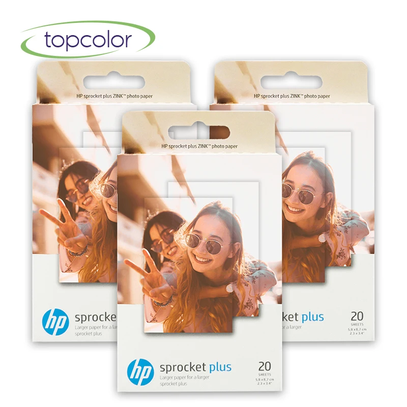 

Topcolor 3 Boxes Photo Paper Fit for HP Sprocket Plus Photo Printer 2.3X3.4 inch Sticky-backed Photography Paper Pocket Photo