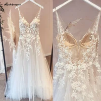 Roycebridal Appliques A Line Tulle Wedding Dress Vestido Novia Civil Boho Wedding Dress Open Back Lace Bodice Brautkleid 1