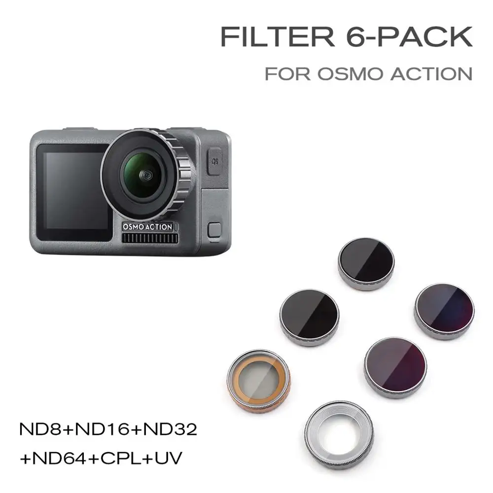 6 шт. ND8+ ND16+ ND32+ ND64+ UV+ CPL фильтры для объектива камеры для DJI OSMO Action 4K