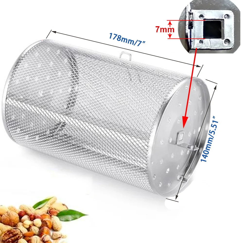 Forno Assado Cesta de Cozimento Nozes Rotativas Feijão Gaiola Amendoim Churrasqueira Bakeware Forno Elétrico Universal Peças Reposição Aço Inoxidável