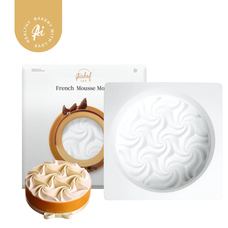 

AiChef 6 inch spiral flower wave mousse cake French dessert baking tool silicone mold