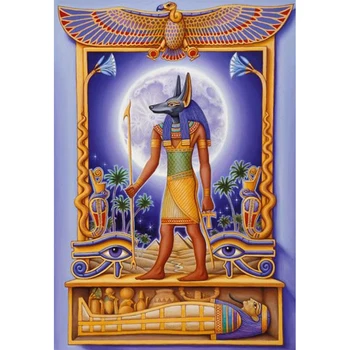 

Anubis Egypt Embroidery Cross Stitch Rhinestone Mosaic Full circular Diamond 5D DIY Diamond Painting home Decor Gift