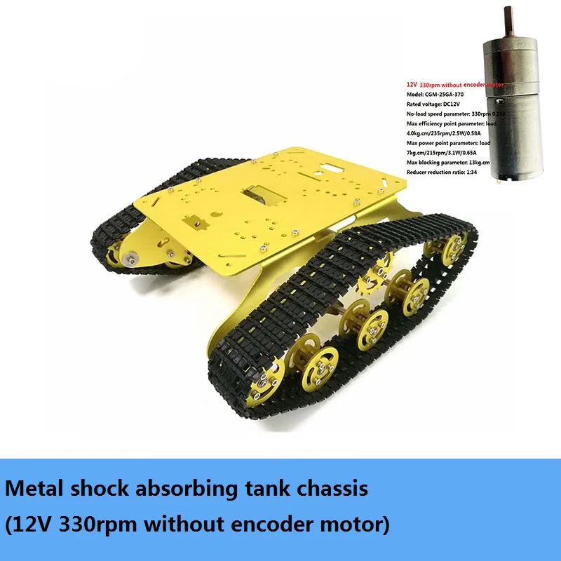 DIY TS300 Metal Shock Absorbing Tracked Tank Chassis Kit Smart Crawler Robot With High Torque Motor Speed Feedback Unassembled