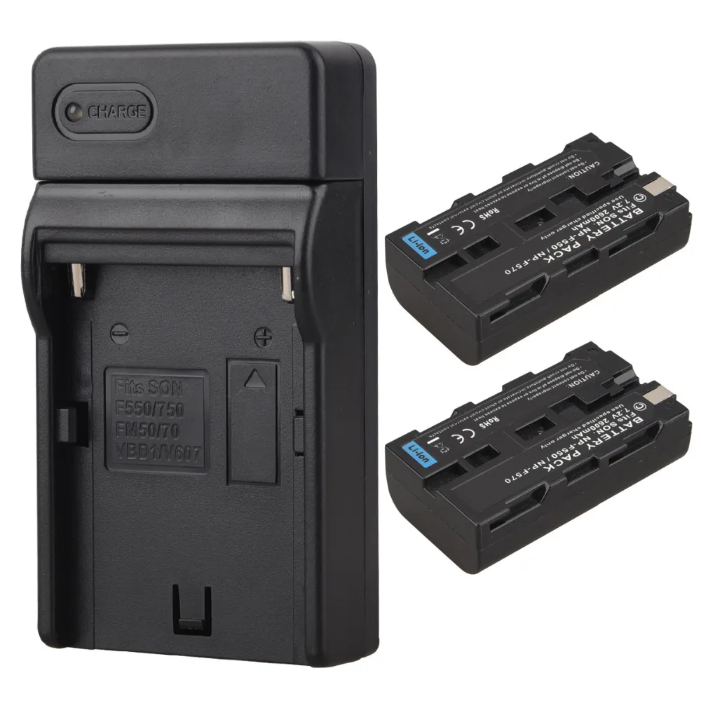 2600 мАч NP-F550 NP-F570 перезаряжаемые Цифровые Батареи для Sony NP F550 F570 NPF550 NPF570 камера батарея+ настенное зарядное устройство - Цвет: 2 battery 1 charger