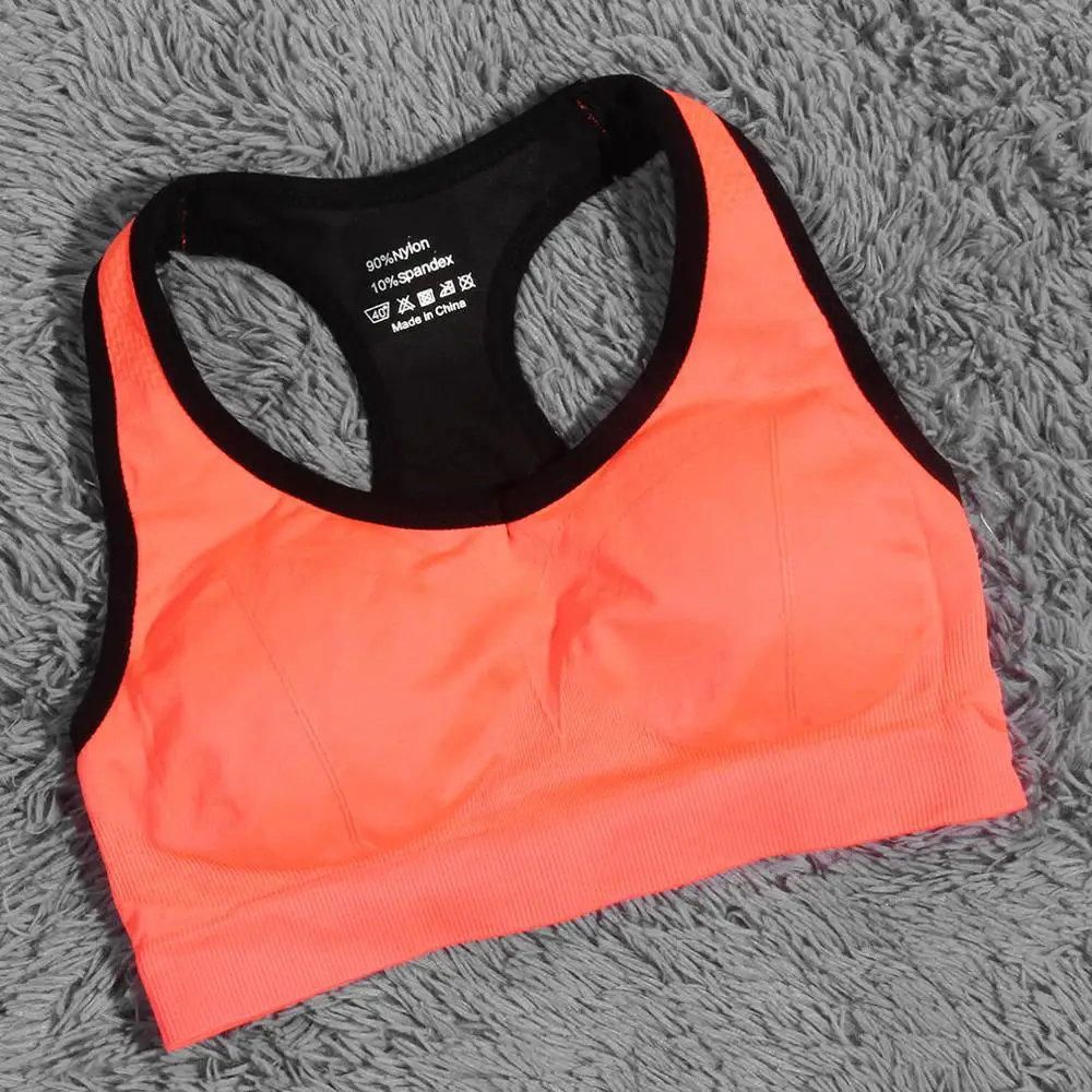 Orange Female Shock Absorbing Quick Fast Dry Gym Fitness Running Sports Bra No Rims Full Cup Athletic Vest Underwear Best Price - Цвет: Orange