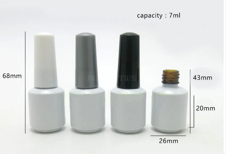 

100pcs 7ml 15ml Glass White Nail Oil Refillable Bottle, Empty Nail Art Polish Container with Lid Brush, Nail Gel Polish Bottles