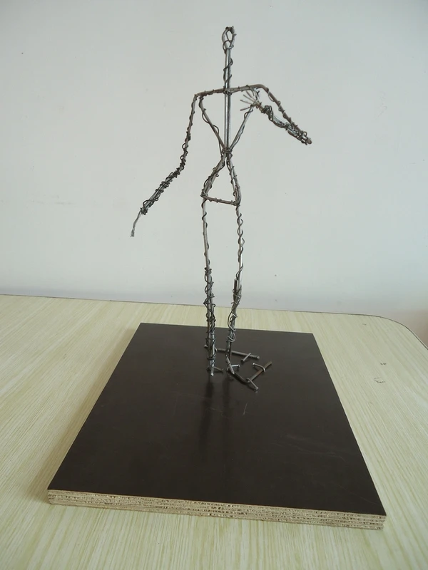 Handmade Aluminum Wire Sculpture Human Skeleton Model Clay Pottery