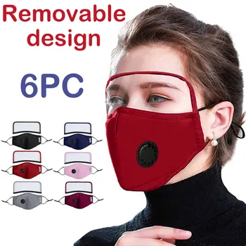 

6 Pc Removable Eyes Shield Cotton Outdoor Breathing Cloth Face Mask Reuseable Mouth Cover Mask Washable Mondmaskers Masques