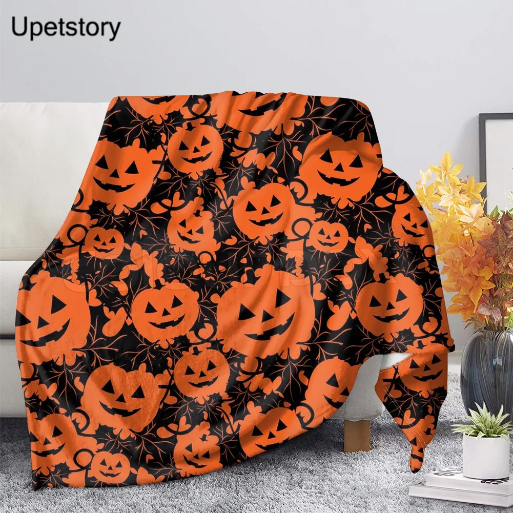 Upetstory Spring/Autumn Adults Sofa Throw Blanket Printing Halloween Pumpkin Fleece Couch Bed Kid's Room Decoration | Дом и сад