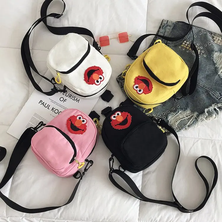 

INS Sesame Street Bag Women's 2019 New Style Harajuku One Shoulder Canvas Bag chao wang Red Versatile Backpack