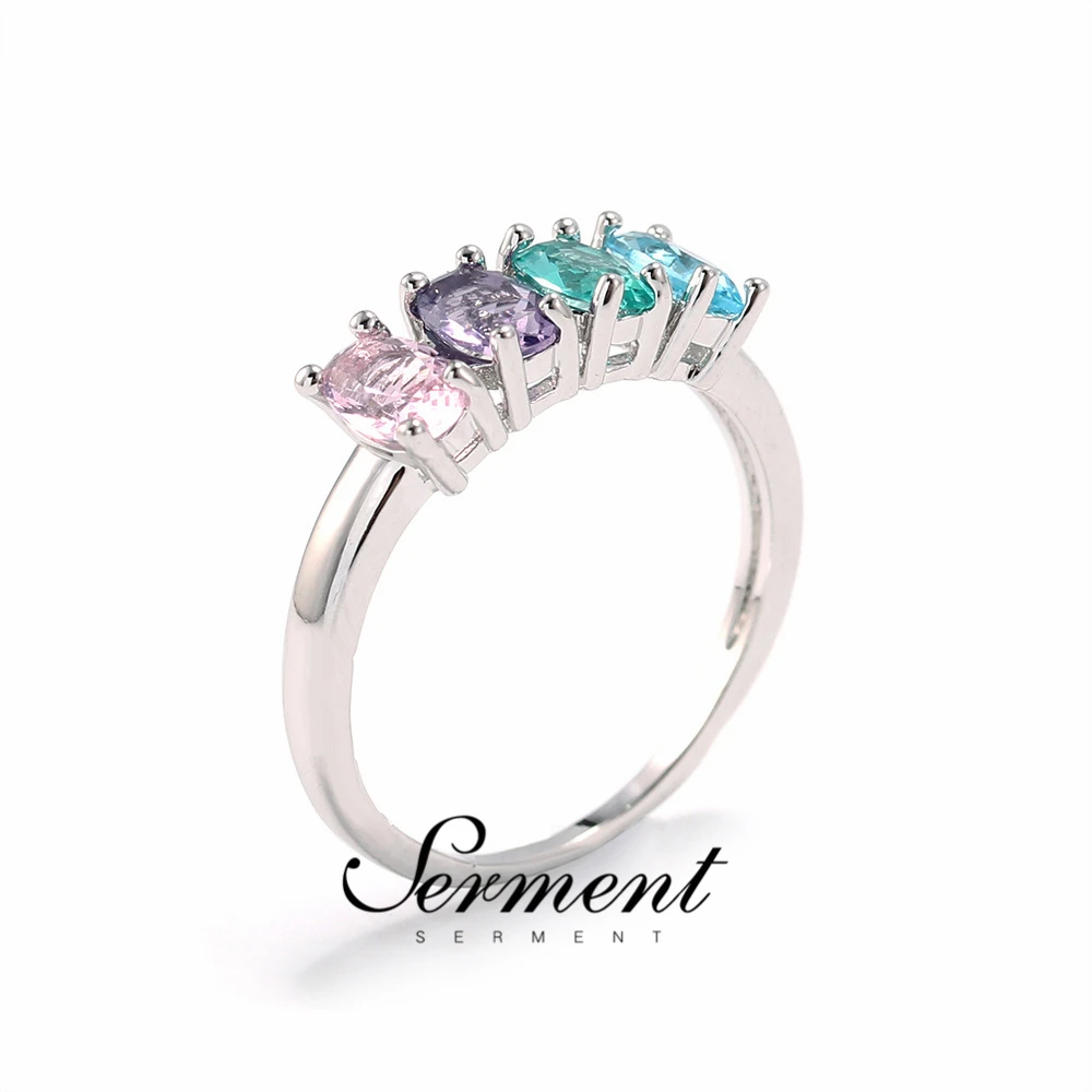 

SERMENT Hot Style Gilded Engagement Rings For Women Fashion Elegant Colorized Crystal Wedding Rings Ladies Accessories