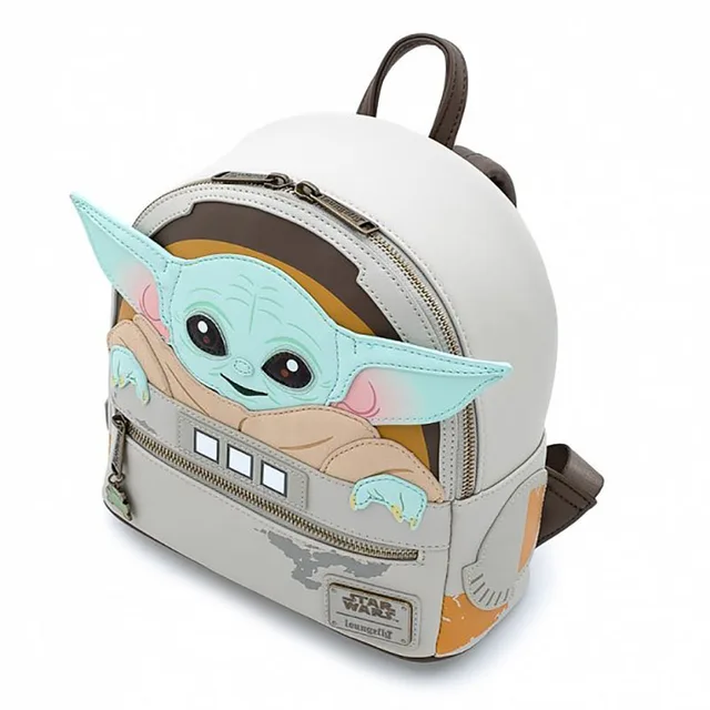 Disney Star Wars Yoda Baby Backpack Mandalorian Travel PU Leather Schoolbag Women Girl Backpack For Student/Adults Birthday Gift 3
