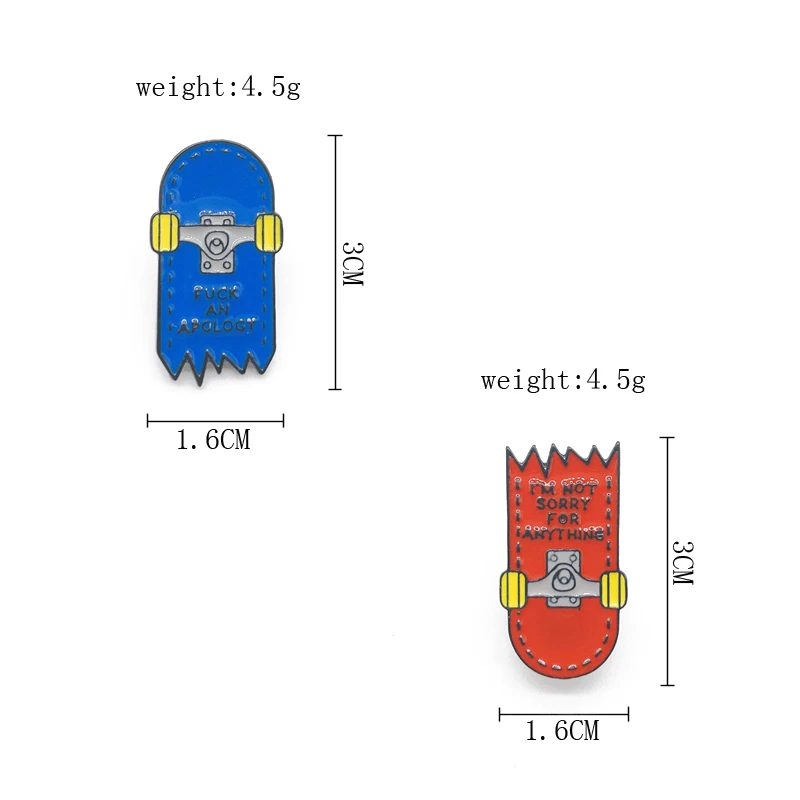 Мода Мультфильм Скейтборд эмаль булавки красный синий двойной дилер Броши Кнопка сумка с меткой одежда ювелирные изделия для детей друзей