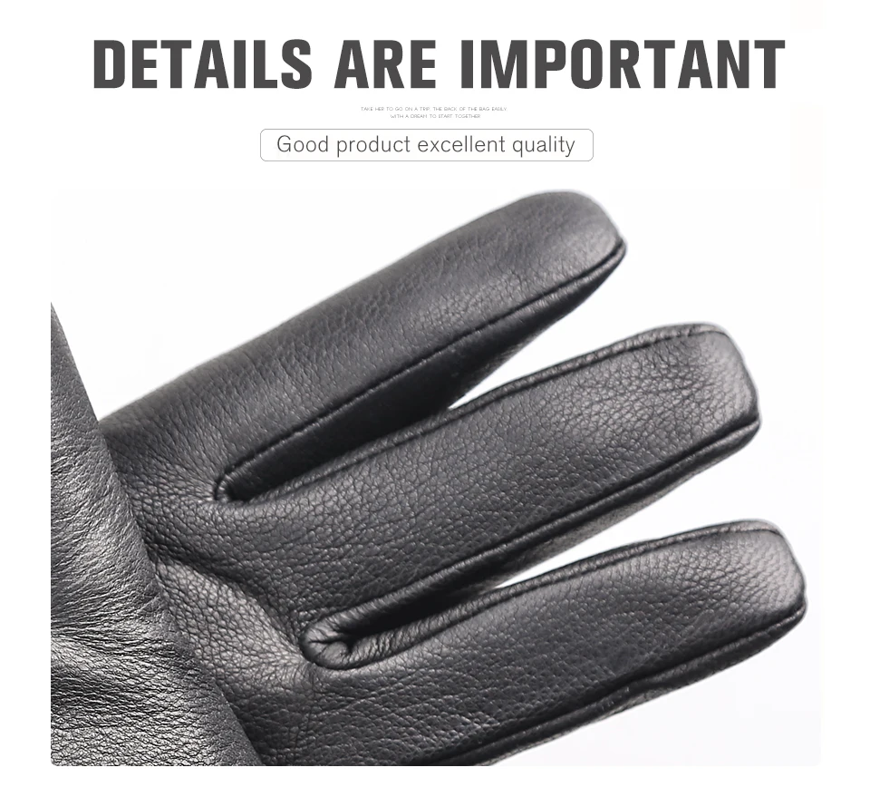 Winter Black Genuine Leather Men's gloves,Keep warm men's winter gloves,simple deerskin men's leather gloves-8011A