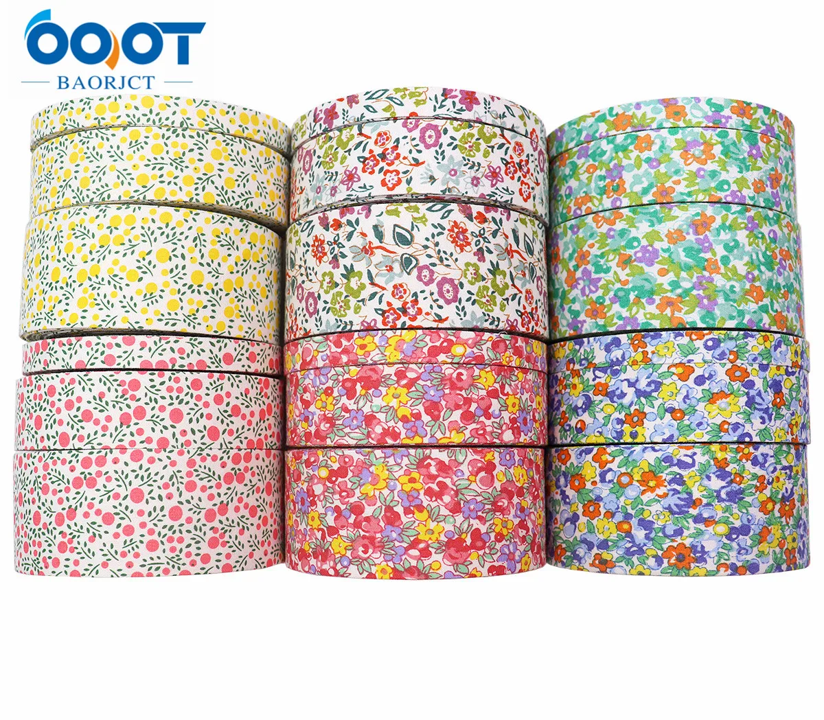 Double-Sided Flowers Cloth Ribbons 5Yards M-21623-905 38MM DIY Crafts Hairclip Apparel Accessories and Sewing Decorations