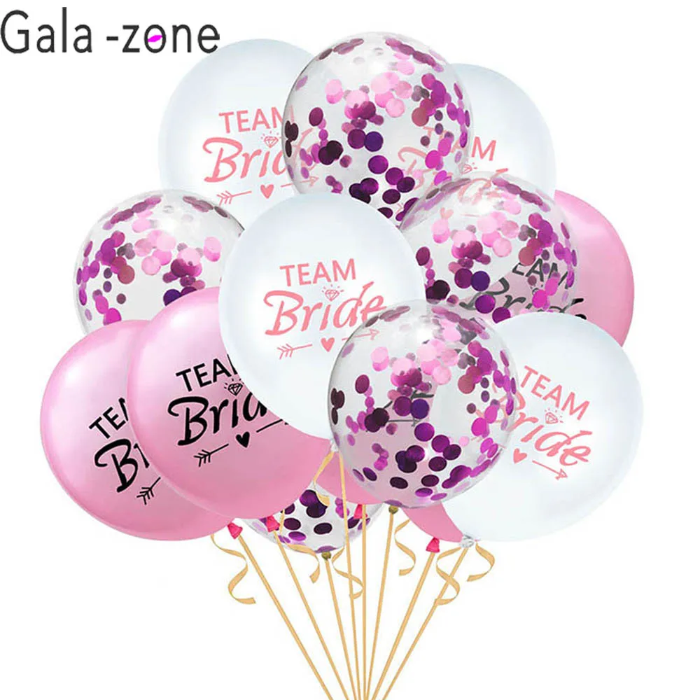 

Gala-zone 15pcs Wedding Party Bride To Be Latex Balloon Confetti Baloon Set Hen Night Bachelorette Party Decorations