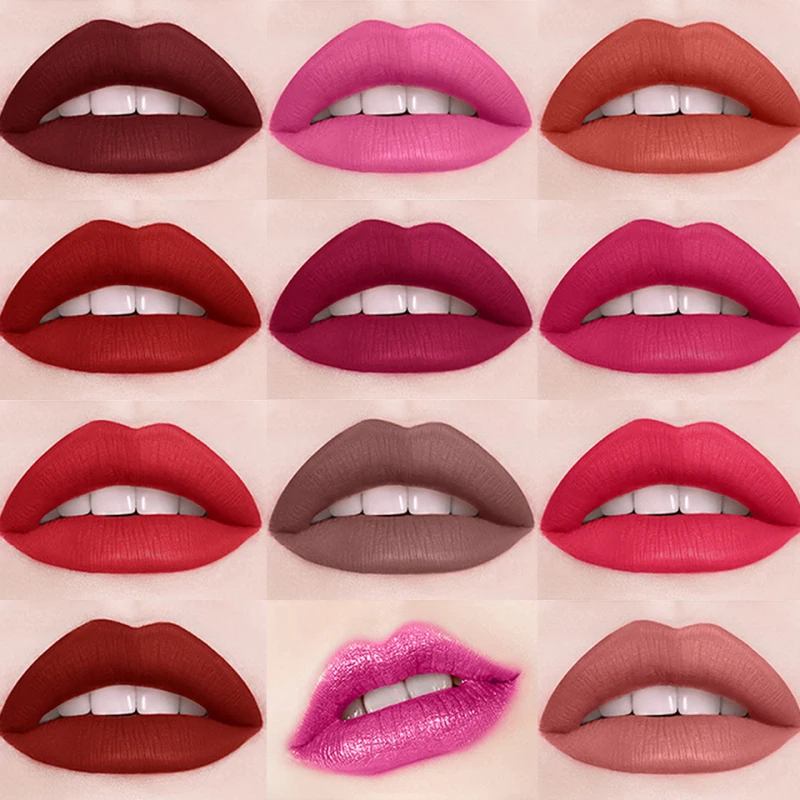 

12 colors Liquid lipstick matte long-lasting makeup red lips matte waterproof cosmetics matte lipstick lip gloss TSLM1