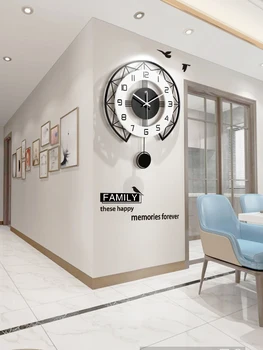 

Modern Minimalist Nordic Wall Clock Living Room Pendulum Big Creative Quartz Clock Slient Gold Home Decoration Reloj Pared G5B
