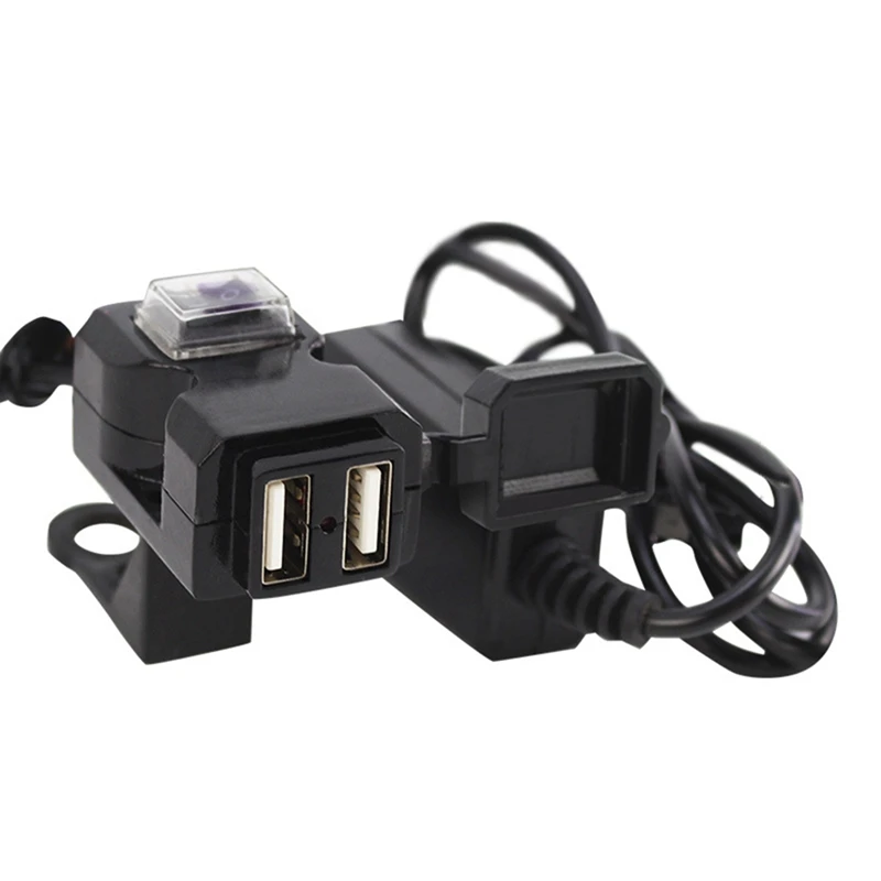 1 шт. 2 в 1 9-90 в двойной USB мотоцикл зарядное устройство на руль синтетические пластмассовые розетки с переключателем крепления для электрического автомобиля внедорожный