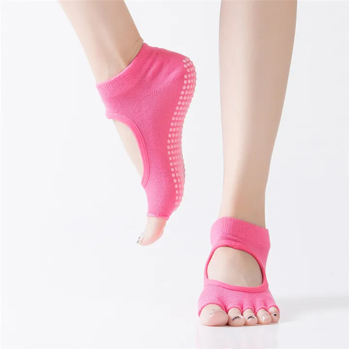 Модные носки-башмачки с открытым носком противоскользящие женские носки с пятью пальцами для занятий пилатесом, балетом и танцами снимают усталость - Цвет: C3V6939C