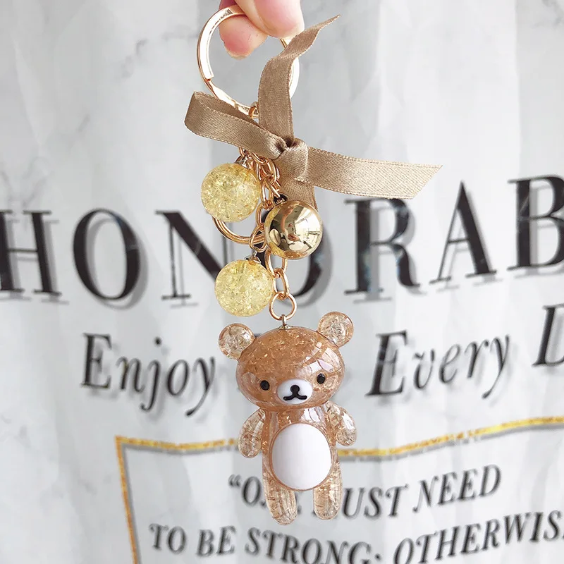 Красочный медведь брелок пластиковый медведь кулон Kpop аксессуары Llaveros Kawaii Porte Clef Animaux подарки на день рождения для детей - Цвет: C